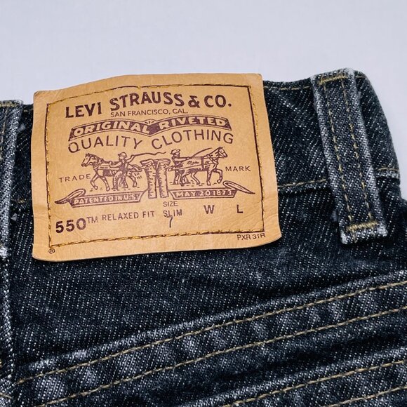 Vintage Levis Orange Tab 550 Relaxed Fit Black Denim Jeans 7 Slim / 7S - Picture 9 of 10